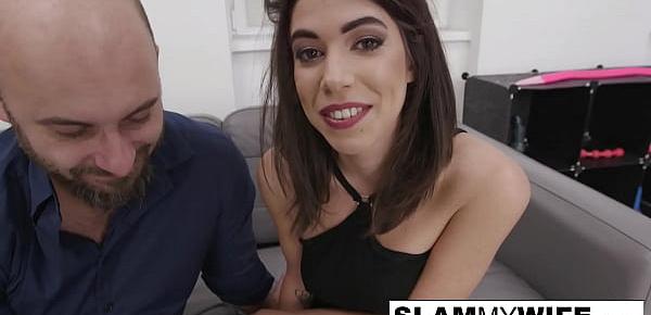  Hot brunette slut gets creampied by a BBC